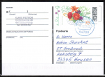 Bund 3755 als portoger. EF mit 70 Cent Blumengru als Nassklebe-Marke auf Inlands-Postkarte von 2023-heute, codiert