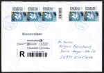 Bund 3645 als portoger. MeF mit 5x 85 Cent Briefe-Dauerserie aus Rolle mit groem Strichcode-Feld auf Inl.-berg.-Einschreibe-Brief 14x20 cm von 2024