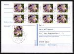 Bund 2480 als portoger. MeF mit 9x 5 Cent Blumen / Krokus aus Rolle auf Inlands-Postkarte von 2005-2019, codiert