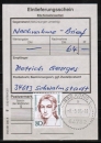 Bund 1305 als portoger. EF mit 80 Pf Clara Schumann auf Einlieferungsschein für Nachnahme-Brief von 1993-1997