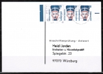 Bund 1398 als portoger. MeF mit 3x 20 Pf SWK aus Bogen auf Sammel-Anschriftenprfungs-Postkarte von 1993-2002