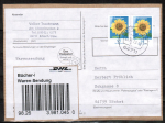 Bund 2434 als portoger. MeF mit 2x 95 Ct. Sonnenblume aus Rolle auf Inlands-Warensendungs-Adresse von 2013-2018, mit Label