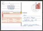 Bund 1562 als portoger. EF mit 400 Pf SWK aus Rolle auf Einwurf-Einschreib-Postkarte von 1997-2002, codiert