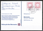 Bund 601 als portoger. MeF mit 2x 30 Pf Philatelistentag auf Inlands-Postkarte von 1982-1993