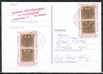 Bund 585 als portoger. MeF mit 2x 30 Pf "20 Jahre Bundesrepublik" auf Inlands-Postkarte vom Juli 1982