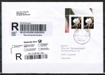 Bund 2969 als portoger. MeF mit 2x 240 Ct. Blumen aus Bogen auf Einschreibe-Brief von Büsingen in die Schweiz von 2014