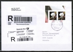 Bund 2969 als portoger. MeF mit 2x 240 Ct. Blumen aus Bogen auf Einschreibe-Brief von Bsingen in die Schweiz von 2014