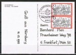 Bund 678 als portoger. MeF mit 2x 30 Pf "Nürnberg" auf Inlands-Postkarte von 1983