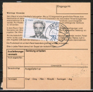 Bund 830 als portoger. MiF mit 70 Pf Albert Schweitzer + Zusatzfrankatur auf Inlands-Paketkarte von 1975-1978
