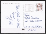 Berlin 771 als portoger. EF mit 80 Pf Frauen-Serie auf Auslands-Postkarte von 1989-1991 in die CSSR