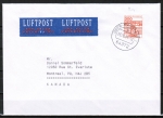Bund 1143 als portoger. EF mit 300 Pf B+S - Serie aus Rolle im Buchdruck auf Luftpost-Brief bis 20g von 2001 nach Kanada - ohne Codierung