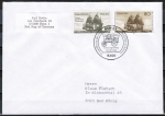 Bund 1180 mit motivgleicher USA-Marke 80 Pf Concord-Schiff mit deutschem Ersttagssonderstempel als Inlands-Brief gelaufen