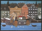 10 gleiche Ansichtskarten von Dodo Hennecke - "Schiffe im Hafen" (1973)