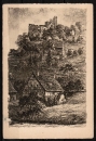 Ansichtskarte Oberzent / Gammelsbach, Ruine Freienstein, gelaufen 1947, bildseitig Schrfstelle rechts unten