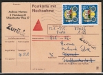 Bund 526 als portoger. MeF mit 2x 50 Pf Wohlfahrt 1966 / Froschkönig auf Nachnahme-Postkarte von 1967