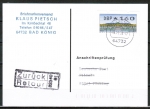 Bund ATM 2 - Mettler-Toledo - Marke zu 160 Pf als portoger. EF auf Einzel-Anschriftenprüfungs-Postkerte von 1998, codiert, rs. mit Prüf-Stempel