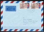 Bund 1318 als portoger. MeF mit 2x 80 Pf Jugend 1987 auf Luftpost-Brief 5-10g von 1987-1989 in die USA/Code