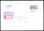 Bund ATM 1 mit dickem DBP - Marke zu 530 Pf als portoger. EF auf Auslands-Einschreibe-Brief 50-100g vom Mai-Juni 1992 nach Estland, AnkStpl.
