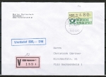Bund ATM 1 - Marke zu 480 Pf als portoger. EF auf Inlands-Wertbrief bis 20g vom April 1984, AnkStpl., TQ: Briefsdg., Terminal-Stempel Hannover / ed