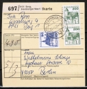 Bund 920 als portoger. MiF mit 2x 200 Pf + 90 Pf je B+S - Serie auf Inlands-Paketkarte von 1979