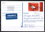 Bund 3515 als portoger. EF mit 95 Cent Pressefreiheit auf Auslands-Postkarte von 2020-heute nach Belgien, codiert