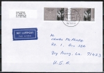 Bund 1389 als portoger. MeF mit 2x 80 Pf Synagogen-Brand auf Luftpost-Brief 5-10g von 1988 in die USA / Code