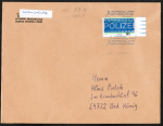 Bund 3480 als portoger. EF mit 155 Cent Polizei auf 21,3 cm langem C5-Inlands-Brief von 2021 mit Großbriefsortieranlagen-Enrtwertung OHNE Datum