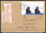 Bund 2228 als portoger. MeF mit 2x 300 Pf / 1,53 Euro Werner Heisenberg auf "kleinem" Inlands-Einwurf-Einschreibe-Brief über 50gr. von 2001, B6-Format