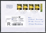 Blum 2524 als portoger. MeF mit 4x 65 Ct. Blumen aus Bogen mit Rand auf Inlands-�bergabe-Einschreibe-Brief bis 20g von 2006-2012, codiert