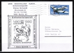 Bund 1522 als portoger. EF mit 30 Pf Flugzeuge auf Massendrucksache-Postkarte von 1991-1993