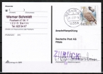Bund 1542 als portoger. EF mit 140 Pf Seevögel auf Einzel-Anschriftenprüfungs-Postkarte von 1993-1997, rs. Prüf-Stempel