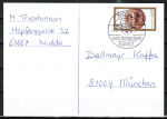 Bund 1751 als portoger. EF mit 80 Pf Vlkerkundemuseum auf Inlands-Postkarte von 1994-1997, codiert