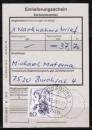 Bund 1332 als portoger. EF mit 60 Pf Frauen auf Einlieferungsschein für Nachnahme-Brief von 1989-1993