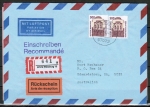 Bund 1679 als portoger. MeF mit 2x 500 Pf SWK aus Rolle auf Luftpost-Einschr.-Rückschein-Brief bis 20g von 1993-1997 n. Australien, AnkStpl.