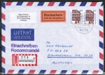 Bund 1746 als portoger. MeF mit 2x 550 Pf SWK als Bogen-Paar auf Lp-Einschr.-Rckschein-Brief 20-50g von 1994-1997 n. Australien, Ank. auf RSch.