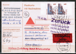 Bund 1811 als portoger. MeF mit 2x 640 Pf SWK aus Bogen mit Seitenrändern auf Eil-Nachnahme-Postkarte von 1995-1997, AnkStpl.
