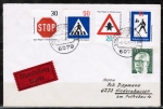 Bund 665-668 als portoger. Satzbrief mit 10-50 Pf Verkehrsschilder + 20 Pf Heinemann auf Inlands-Eilbrief bis 20g vom Mrz 1971, AnkStpl.