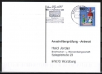 Bund 708 als portoger. EF mit 60 Pf Wohlfahrt 1971 auf Sammel-Anschriftenprüfungs-Postkarte von 2000/2002, codiert