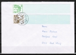 Bund 1038 als portoger. MiF mit grüner 50 Pf + 30 Pf je B+S - Marken im Buchdruck als Rollenendstreifen auf Inlands-Brief bis 20g vom Nov. 1982