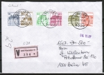 Bund 1143 als portoger. MiF mit 300 Pf B+S aus Rolle LS / allen 6 Letterset-Marken auf Inlands-Wertbrief 20-50g von 1987, AnkStpl.
