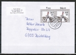 Bund 1242 als portoger. MeF mit 2x 50 Pf Jugend 1985 auf Inlands-Brief bis 20g von 1989-1997