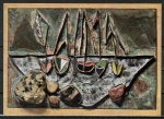 Ansichtskarte von Rolf Nesch (1893-1975) - "Fischerboote" (1941)