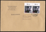 Bund 1574 als portoger. MeF mit 2x 100 Pf Julius Leber auf Briefdrucksache über 50g von 1992, 14x20 cm