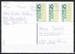 Bund ATM 1 - - 3 Marken zu 20 Pf als portoger. MeF auf Inlands-Postkarte von 1989-1993