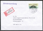 Bund ATM 1 - Marke zu 200 Pf in Spritzguss-Type als portoger. EF auf Inlands-Einschreib-Blindensendung vom 9.10.1982 mit Stpl.-Mängeln