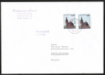 Berlin 855 als portoger. MeF mit 2x 60 Pf Nikolai-Kirche auf Auslands-Drucksache 20-50g von 1989-1991 von Berlin nach Belgien, 14x20 cm groß