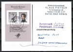 Bund 1559/1560 als portoger. Block-EF mit 60+100 Pf Krner-Block auf Anschriftenprfungs-Postkarte von 1997-2002, codiert