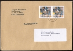 Bund 1594 als portoger. MeF mit 2x 100 Pf Sport 1992 auf Briefdrucksache 50-100g von 1992-1993, 14x20 cm