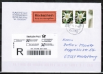 Bund 2530 als portoger. MeF mit 2x 220 Ct. Blumen / Edelweiß aus Bogen auf Inland-Einschreibe-Rückschein-Brief bis 20g von 2006-2012, codiert