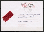 Bund 1397 als portoger. MiF mit 500 + 100 Pf Frauen auf Inlands-Eilbrief bis 20g von 1889-1992, AnkStpl.